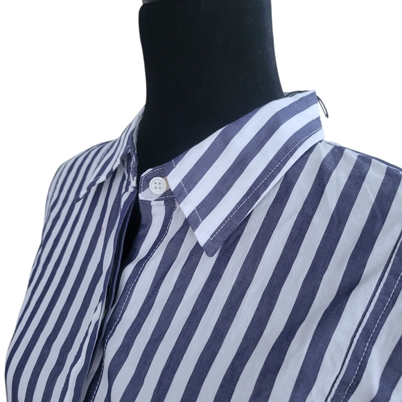 NWT Alex Mill Jules Shirt Dress In Wide Stripe Navy/White Size XL - Picture 4 of 8